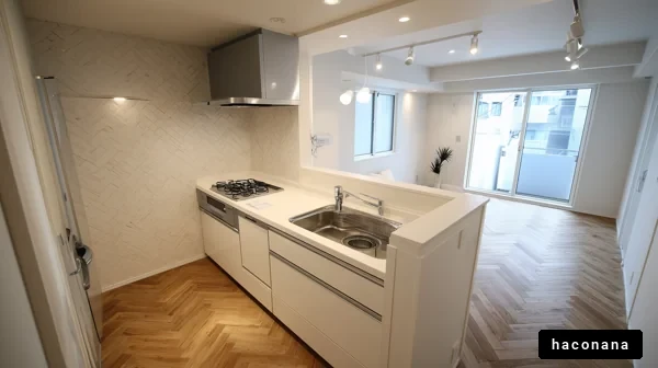 現代的なキッチンとリビング