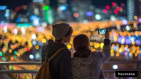 夜景を楽しむカップル
