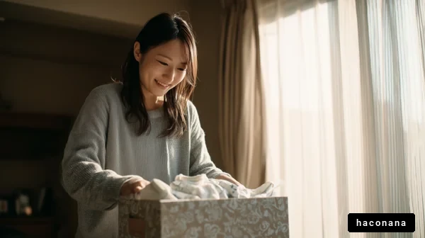 贈り物を開ける女性