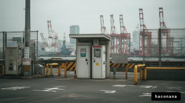 港の景色と小屋