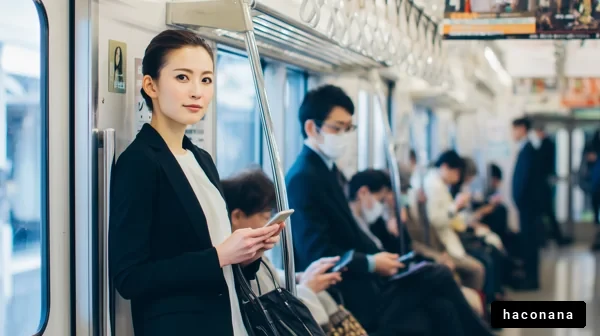 通勤電車でのビジネスシーン