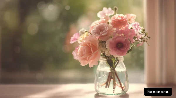 窓辺の花束の美しさ