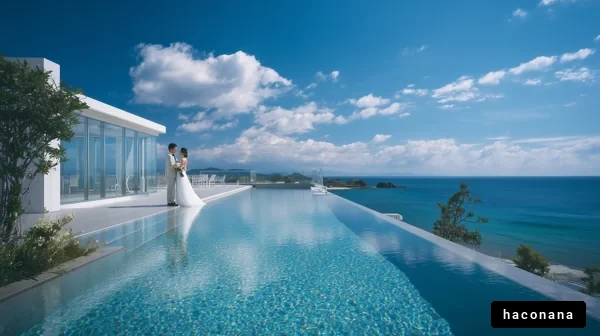 青空の下の結婚式