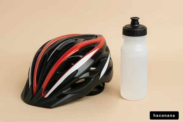 自転車用ヘルメットとボトル
