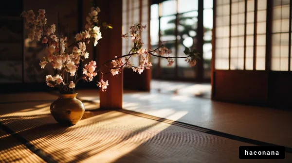 和室に咲く花の美しさ