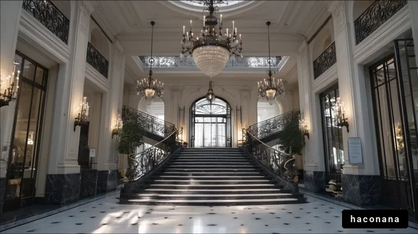 豪華な階段のあるロビー