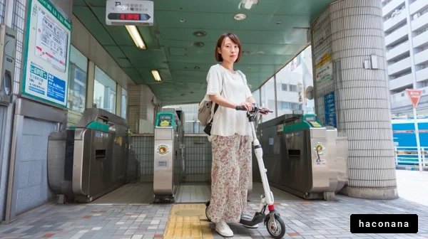 電動スクーターで移動する女性