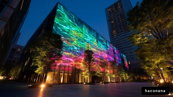 夜の街並みと光の演出