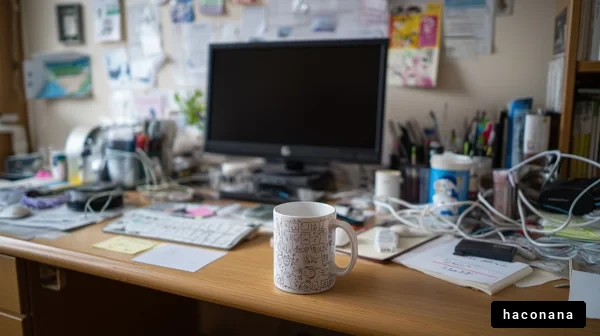 散らかったデスクの風景