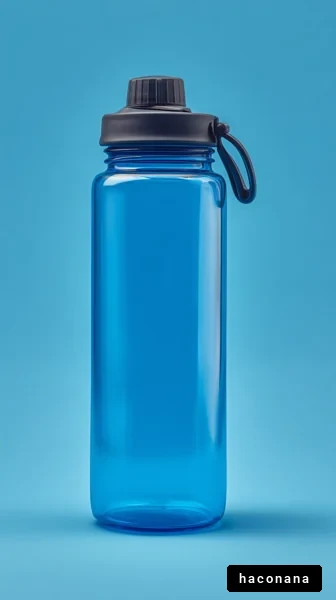 青い水筒のシンプルなデザイン