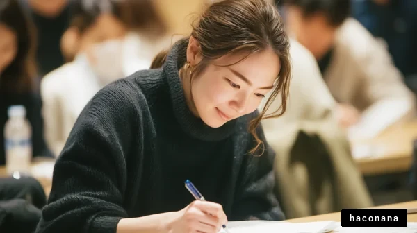 学ぶ姿勢が印象的な女性