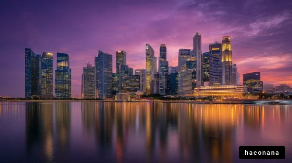 美しい夕焼けの都市風景