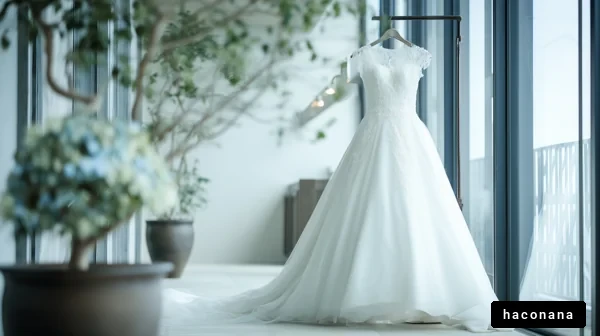 美しいウェディングドレス展示