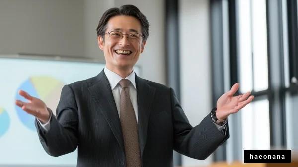 プレゼンテーションを楽しむビジネスマン