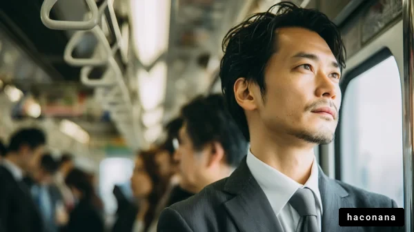 通勤電車のビジネスマン