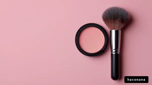 ピンクのチークとブラシ
