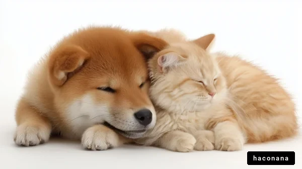 犬と猫の仲良し風景