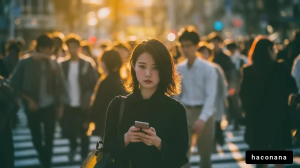 街中のスマホを持つ女性