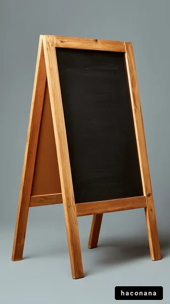 木製の黒板とテーブル