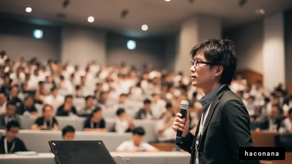 大勢の前での講演