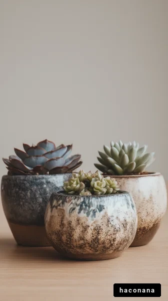 多肉植物と陶器鉢の美しさ