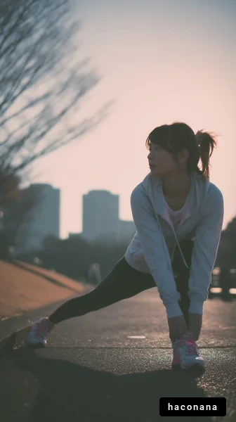 夕暮れのストレッチシーン