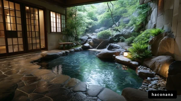 静寂に包まれた温泉の風景