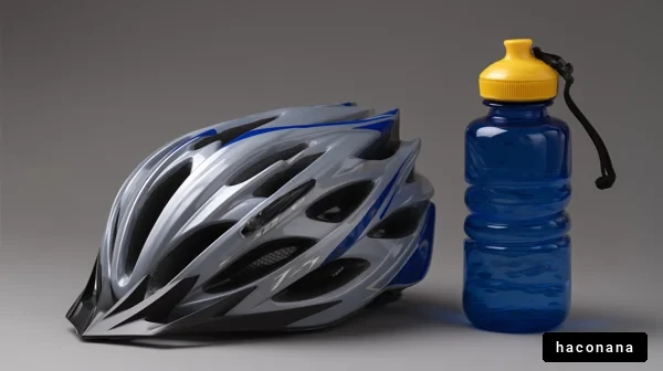 自転車用ヘルメットと水筒