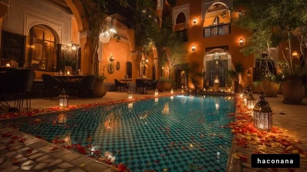 美しいプールと庭園