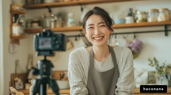 料理動画を撮影する女性