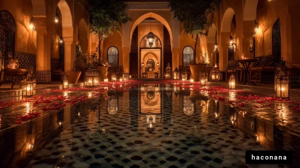 幻想的な夜の中庭