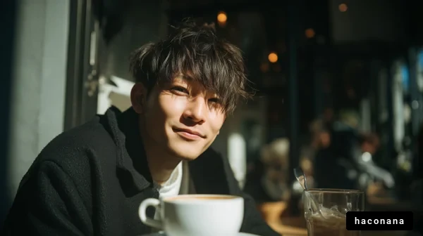 カフェでリラックスする男性