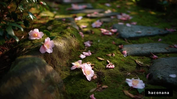 美しい花道と苔の風景