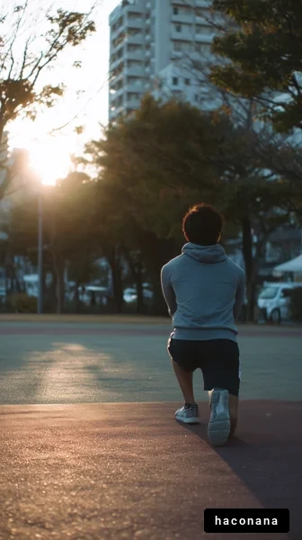 夕日を背にした若者