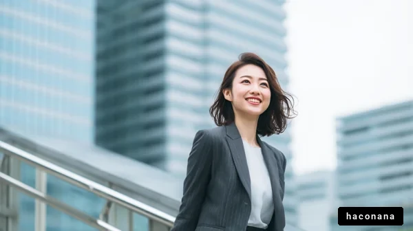 ビジネス街で微笑む女性