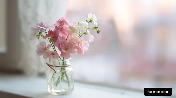 窓辺に飾られた花束