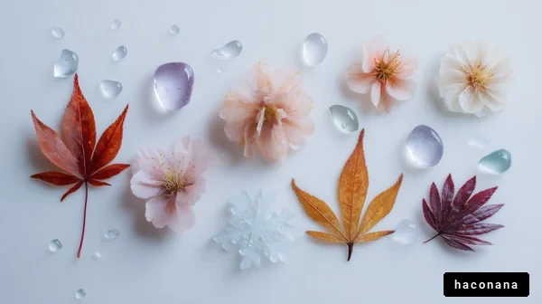 美しい花と葉のコラージュ