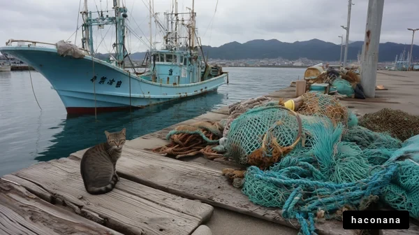 港と猫の風景