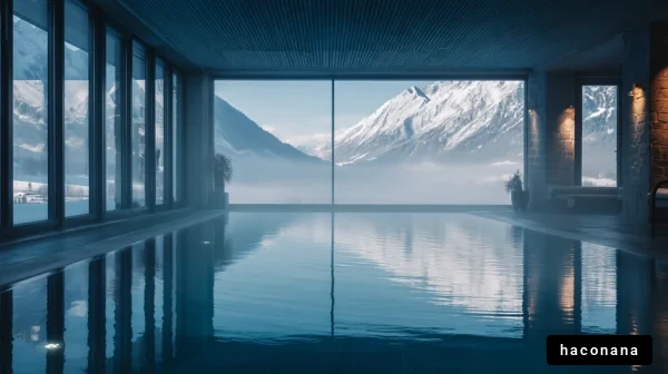 山々を望むプール