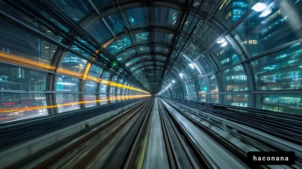 未来的な地下鉄駅のトンネル