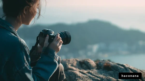 自然を楽しむカメラ女子