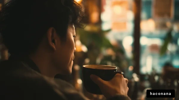 カフェでリラックスする男性