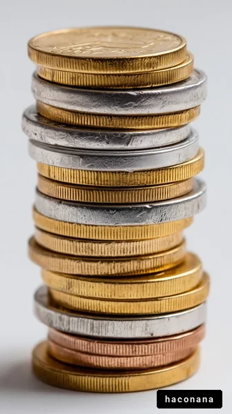 積み上げられたコインの写真