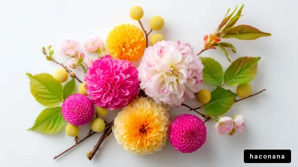 色とりどりの花のアレンジメント