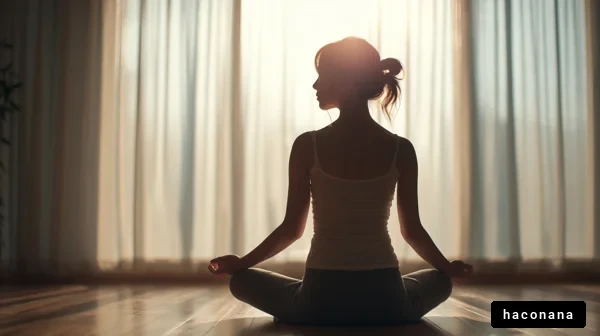 瞑想する女性のシルエット