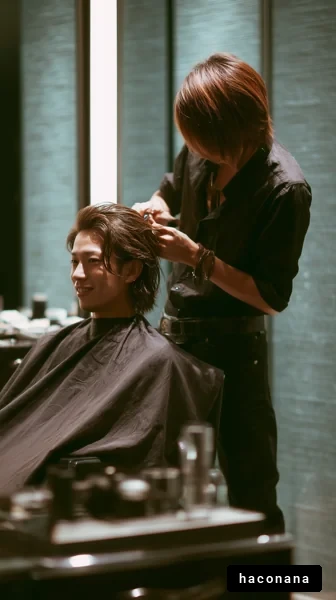 美容室でのヘアカット風景