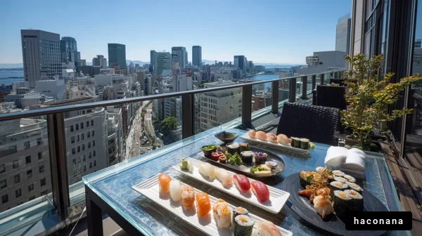 都市を望む寿司プレート