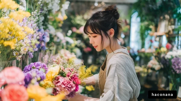 花屋での女性の仕事