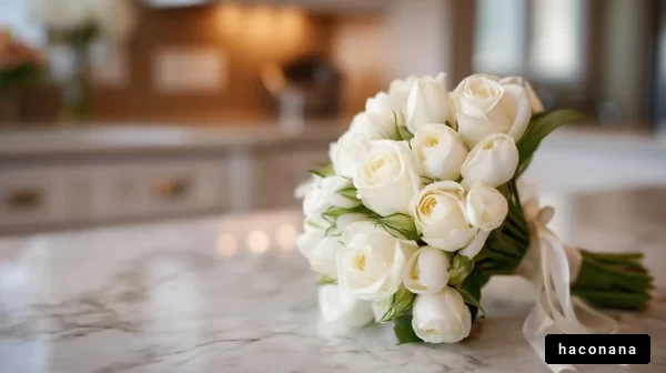 清楚な白いバラの花束