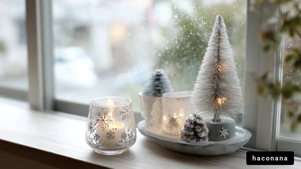 冬の窓辺の飾り